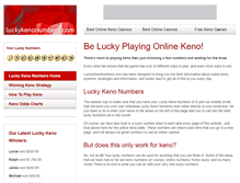 Tablet Screenshot of luckykenonumbers.com